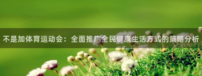 体坛风暴体育知识：不是加体育运动会：全面推广全民健康生活方式的策略分析